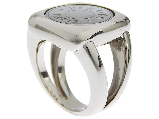Ring Hermès Sellier Plata Metal  ref.890774