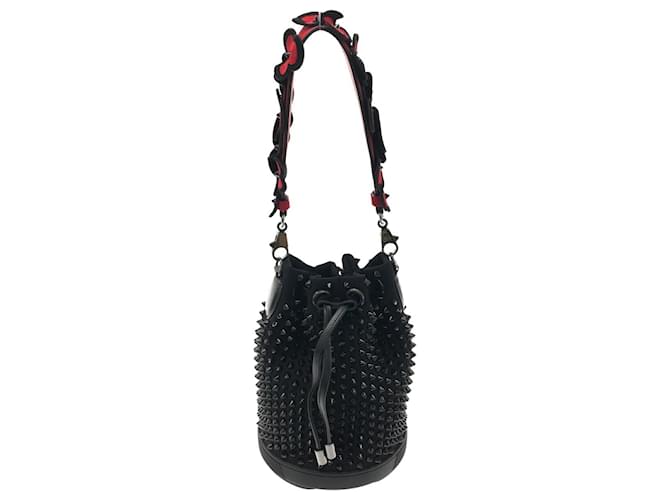 Christian Louboutin Marie Jane Studded Leather Bucket Bag in Black