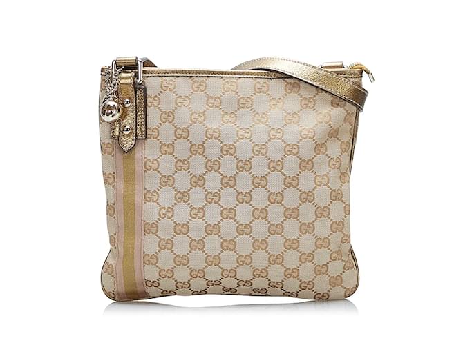 Gucci GG Canvas Jolicoeur Crossbody Bag 144383 Brown Cloth  ref.891208