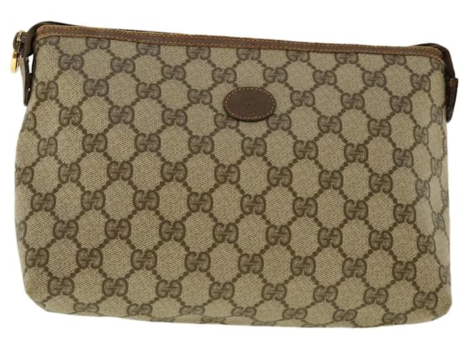 GUCCI GG Canvas Pouch PVC Leather Beige Auth ar9201  ref.891245