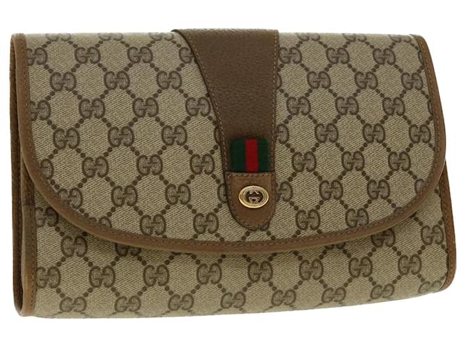 GUCCI GG Canvas Web Sherry Line Clutch Bag Beige Red Green 89.01.030 auth 40342  ref.891270