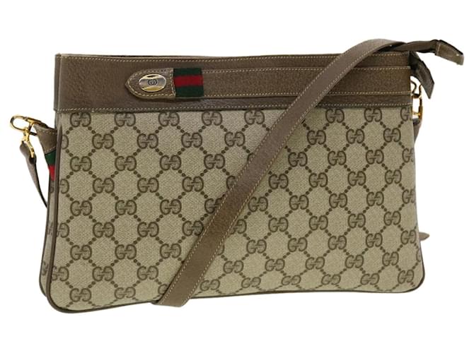 GUCCI GG Canvas Web Sherry Line Shoulder Bag Beige Red Green Auth 40341  ref.891303