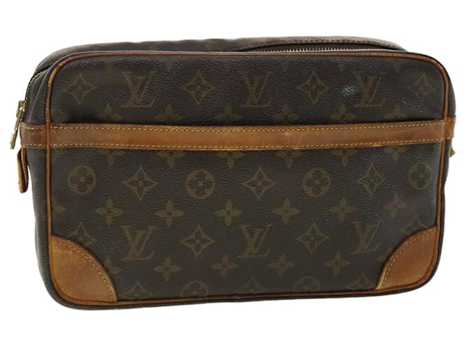 Louis Vuitton Monogram Compiegne 28 Bolsa de Embreagem M51845 Autenticação de LV 40466 Monograma Lona  ref.891359