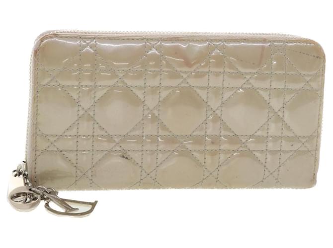 Christian Dior Lady Dior Wallet Patent leather Beige 02-LU-0172 Auth bs4860  ref.891434