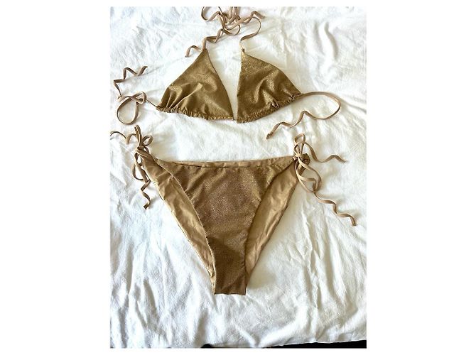 Autre Marque Badebekleidung Jersey in Gold Metallic Golden