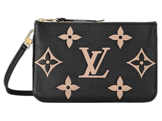 Bolso Louis Vuitton estampado con forro y cremallera en la correa Negro Cuero  ref.891494