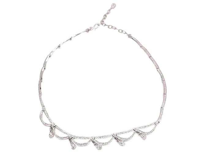 Swarovski Princess Heart Paved Necklace in Silver Metal Silvery  ref.891581