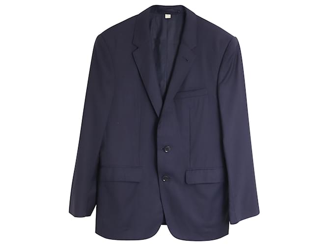 Burberry Notched Collar Tailored Blazer in Navy Wool Blue  ref.891629