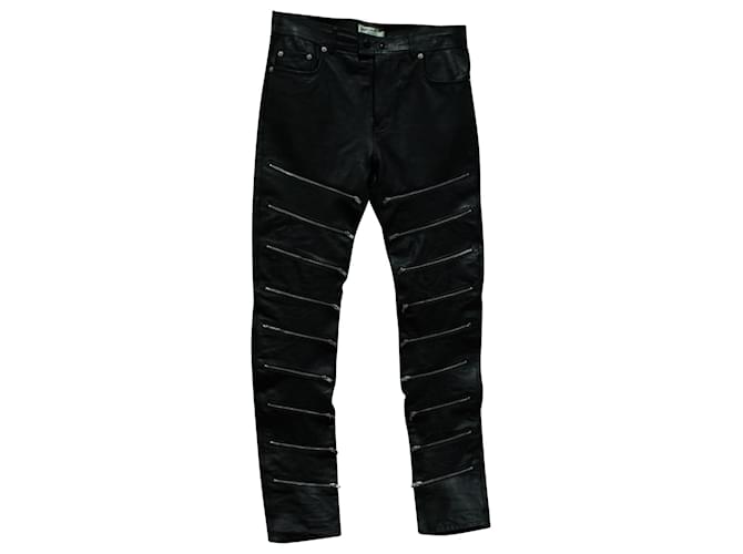 Pantalon Saint Laurent Multi-Zip en Cuir Noir  ref.891641