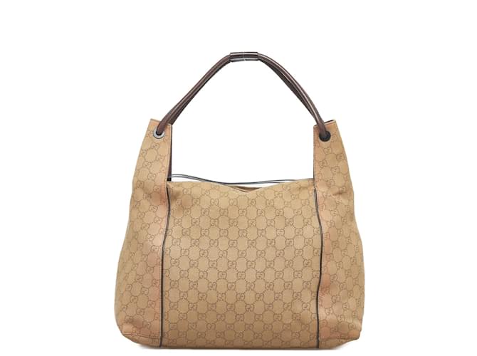 Gucci GG Canvas Zip Shoulder Bag 101292 Brown Cloth  ref.891665