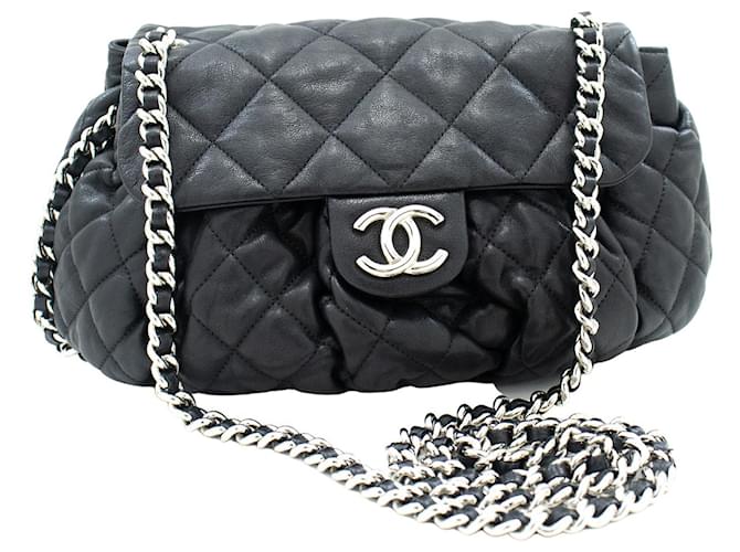 Chanel Chain around Black Leather  ref.891796