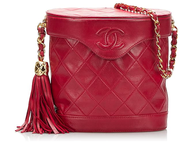 Vanity Neceser Chanel CC Matelasse rojo Roja Cuero  ref.892306