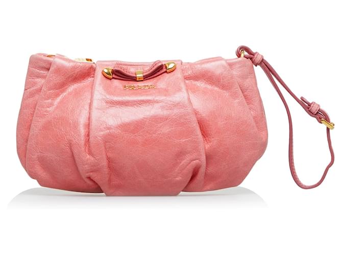 Prada Pink Leather Clutch Bag Pony-style calfskin  ref.892354