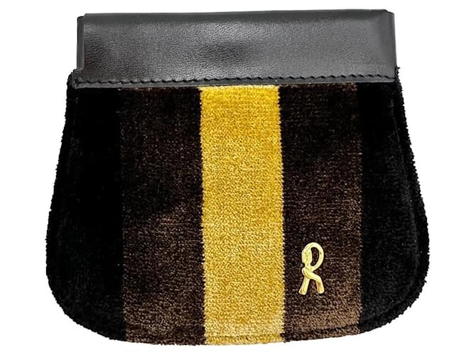 Autre Marque Roberta di Camerino bayadera purse Brown Black Leather Velvet  ref.892361
