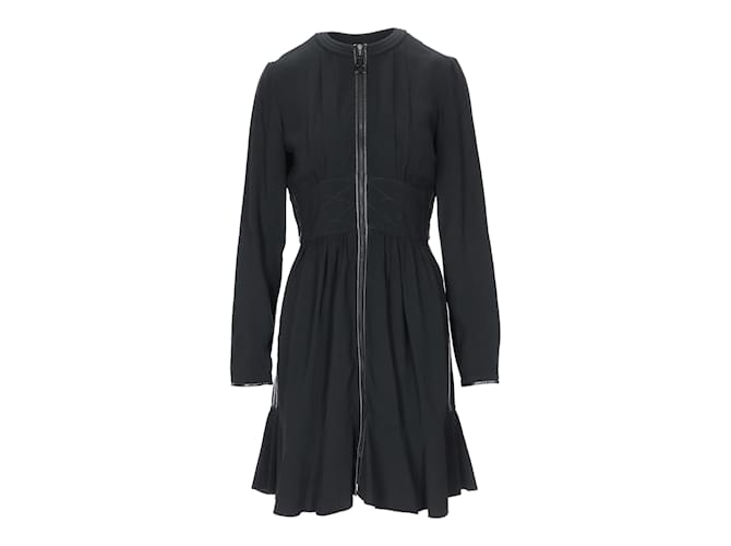 Louis Vuitton Black Zippered Dress Viscose  ref.892419