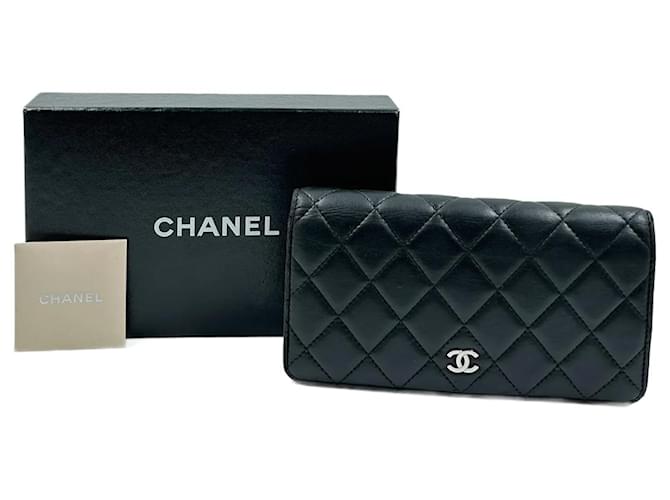 Portefeuille Chanel en cuir verni noir  ref.892425