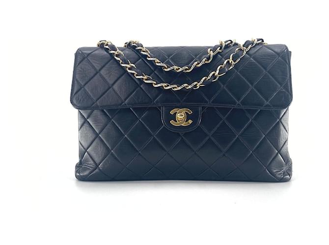 Chanel TIMELESS / Clássico Jumbo Preto Couro  ref.892467