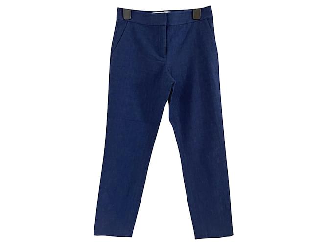 Diane Von Furstenberg DvF Gwennifer Two pantalon texturé Coton Elasthane Bleu Bleu Marine  ref.892899