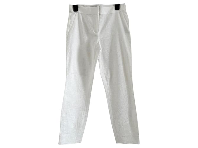 Diane Von Furstenberg DvF Gwennifer Due pantaloni testurizzati bianchi Bianco Cotone Elastan  ref.892909