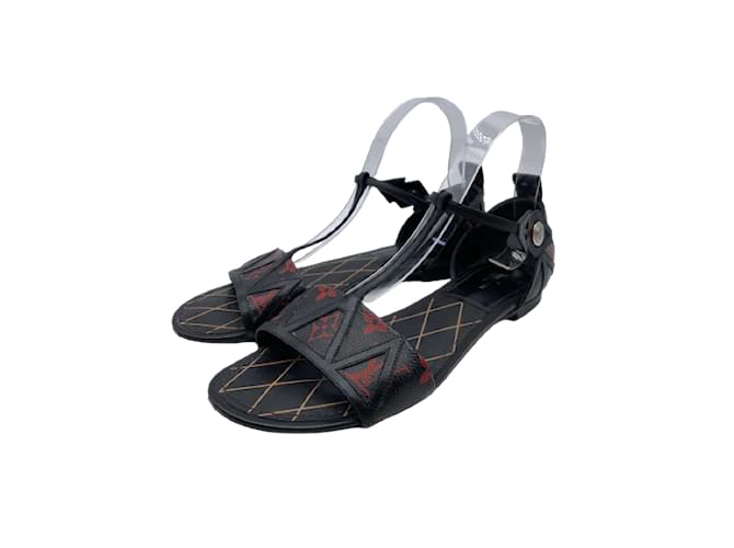LOUIS VUITTON  Sandals T.EU 39.5 Leather Black  ref.892986
