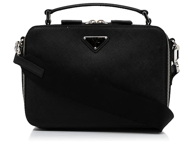 Brique Leather Shoulder Bag in Black - Prada