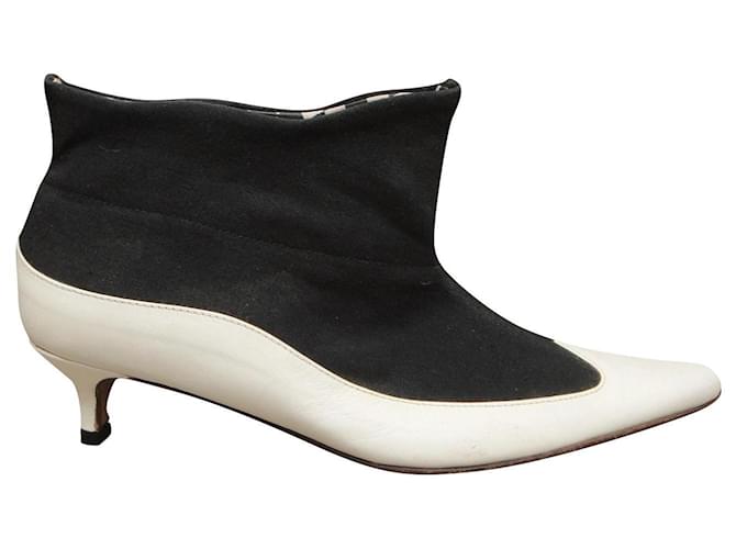 Autre Marque Buddhahood p ankle boots 38 Black White Leather Cloth  ref.893551