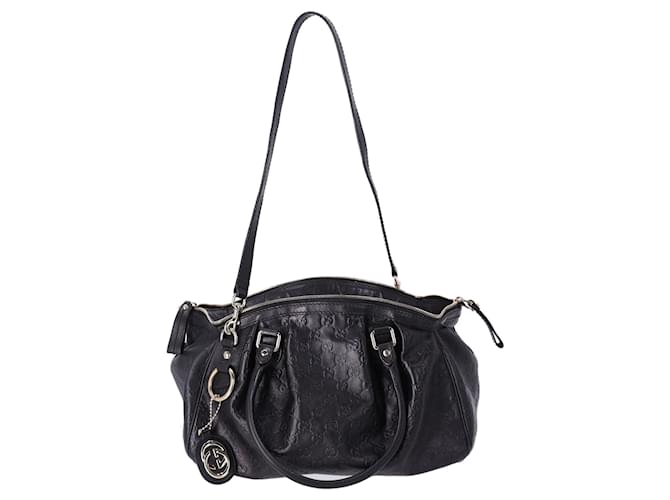 Gucci Sukey Boston Bag in Black Guccissima Leather  ref.893553