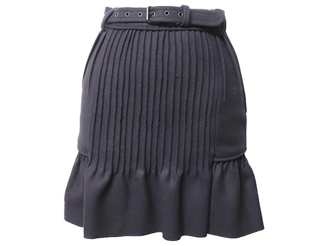 Isabel Marant Belted Mini Skirt in Navy Blue Wool  ref.893562