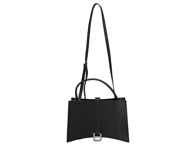 Day Balenciaga Small Hourglass East-West Tote Bag in Black Grained Calfskin Leather Pony-style calfskin  ref.893592
