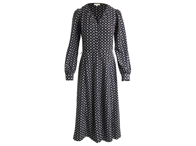 Michael Kors Crepe De Chine Midi Dress in Black Polyester  ref.893594