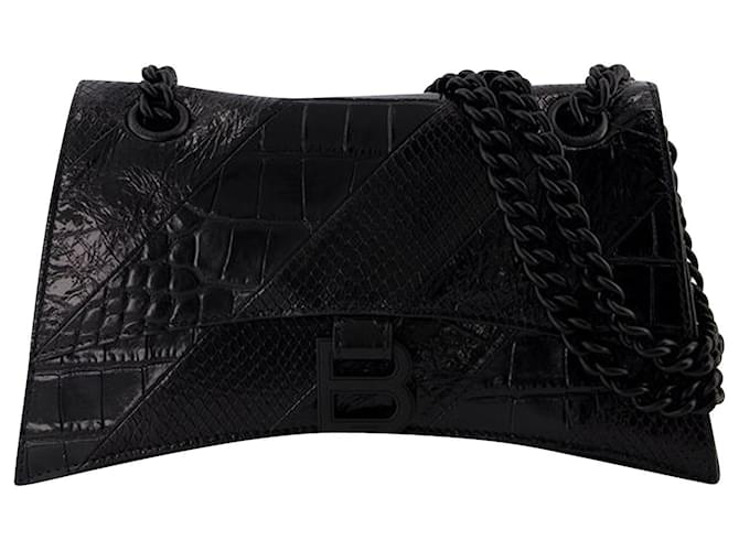 Crush Chain S Bag - Balenciaga - Leather - Black  ref.893600