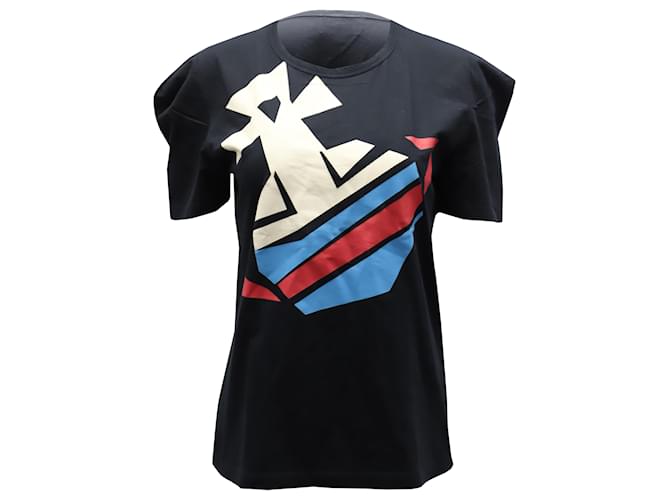 Vivienne Westwood T-shirt imprimé logo en coton noir  ref.893604