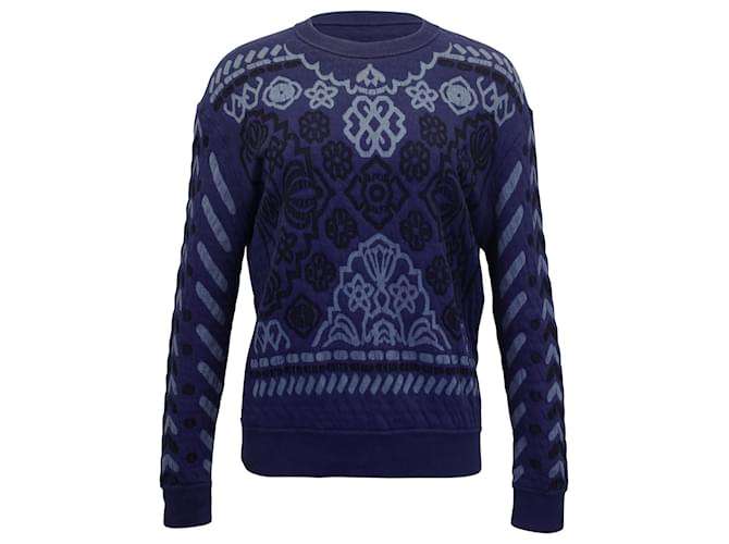 Stella Mc Cartney Stella McCartney Floral Motif Sweater in Blue Cotton Knit  ref.893608