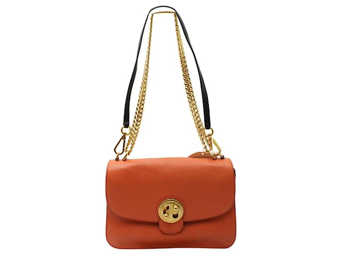 Chloé Chloe Mily Shoulder Bag in Orange Leather Pony-style calfskin  ref.893611