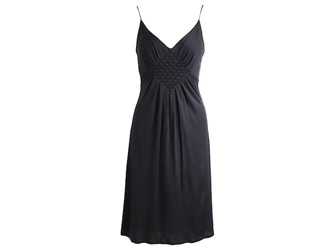 Temperley London V-neck Knee Length Dress in Black Silk  ref.893615