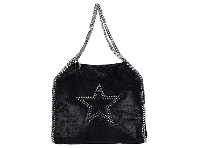 Stella Mc Cartney Stella McCartney Falabella Star Stud Mini-Tasche aus schwarzem veganem Leder  ref.893617