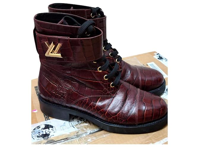 Louis Vuitton Louis Vuittton Wonderland Burgundy Red Leather Boot