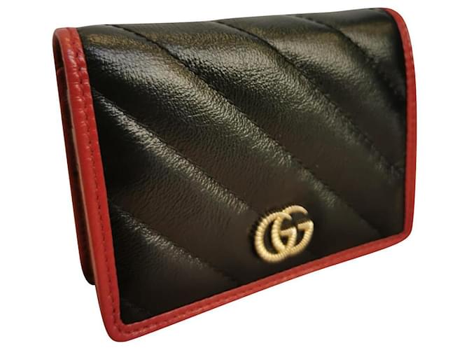 GG Marmont card case in black leather