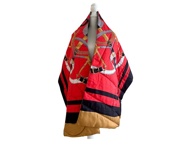 Estola Hermès oversized acolchoada em seda Multicor