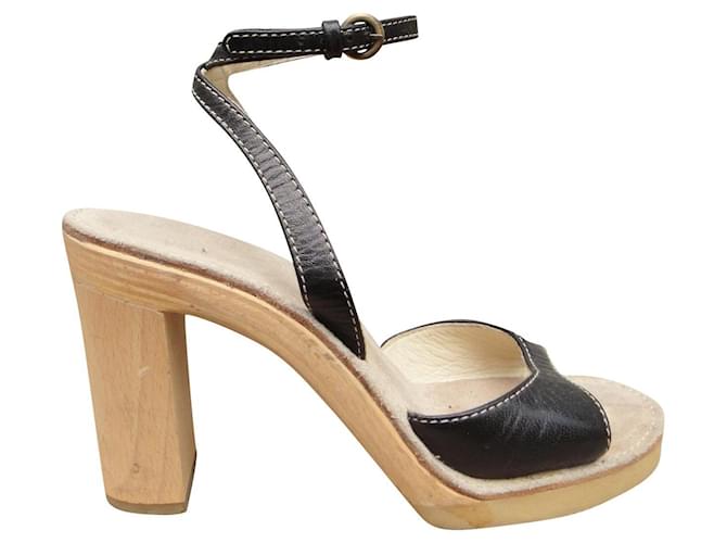 Miu Miu Piu Miu p sandals 37,5 Black Leather  ref.894374