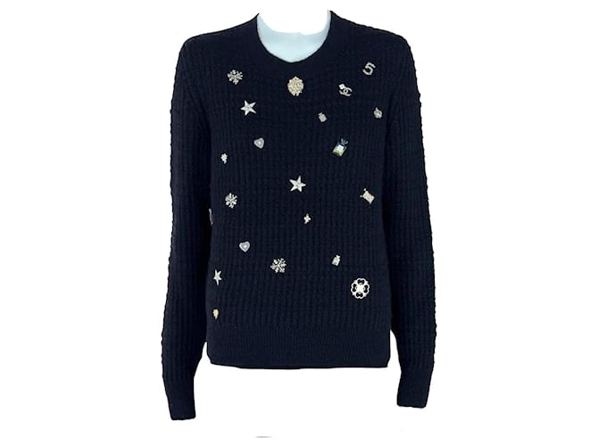Chanel New Lucky Charms Cashmere Jumper Black  ref.894469