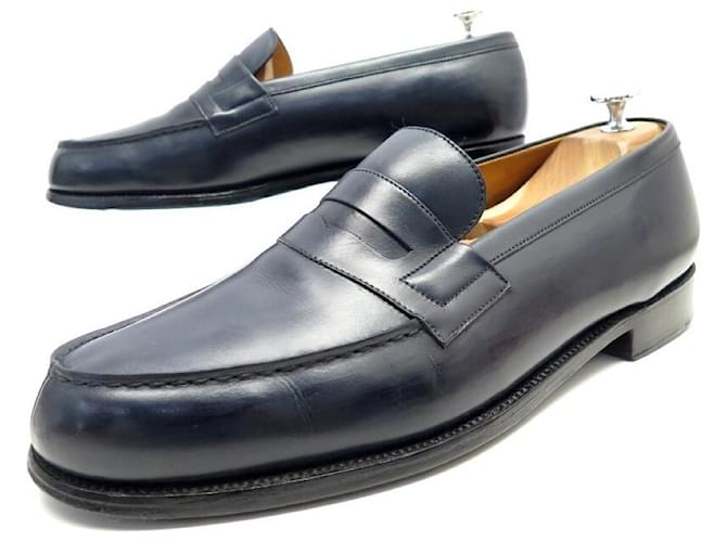 JM WESTON LOAFERS 180 in leather 9.5E 43.5 l44 BLUE NAVY LOAFERS Navy blue  ref.894480