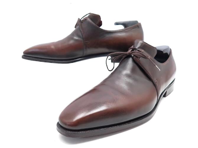 CORTHAY ARCA DERBY SHOES 8E 41.5 BROWN LEATHER SHOES  ref.894509