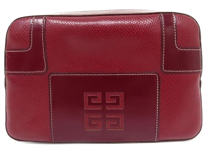 VINTAGE GIVENCHY POUCH POUCH IN RED GRAINED LEATHER LEATHER POUCH  ref.894601