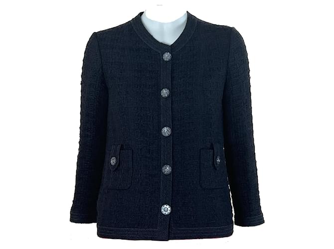 Chanel Neue ikonische SEOUL-Jacke aus schwarzem Tweed  ref.894642