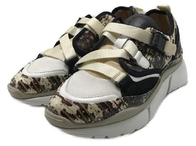 Chloé ****Baskets Chloe Sonnie Python en relief Cuir Marron Multicolore