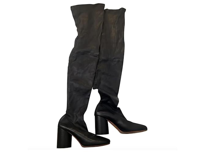 Maison Martin Margiela Stretch leather thigh boots Black  ref.894652