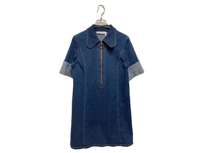 Chloé ****Chloe Denim Short Dress Navy blue Cotton ref.894653