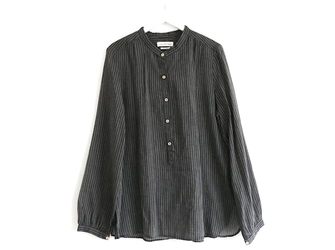 Isabel Marant Etoile Camicia Grandad in cotone fine Grigio  ref.894656