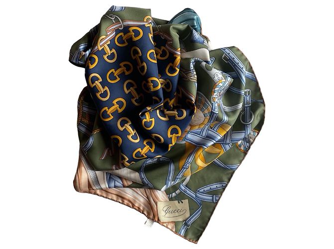 Lenço Gucci de seda motivos equestres Multicor